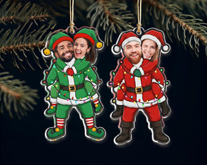 Personalized Couple Photo Ornament, Custom Funny Face For Husband Wife, Photo Gift For Christmas, Anniversary Wedding Gift