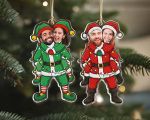 Personalized Couple Photo Ornament, Custom Funny Face For Husband Wife, Photo Gift For Christmas, Anniversary Wedding Gift