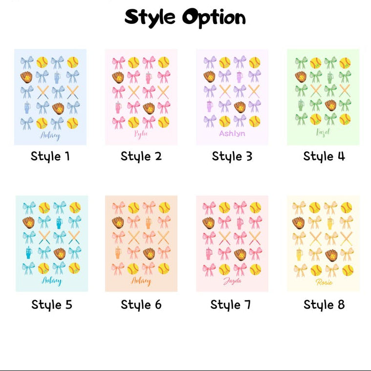 Personalized Softball Name Blanket,Custom Softball Team Blanket,Coquette Bow Baseball Blanket,Softball Mom Blanket,Softball Player Name Gift