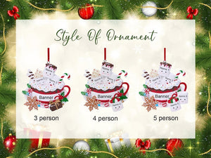 Personalized Resin Family Ornament, Coffee Cup Christmas Family Ornament, Marshmallow Family Of 3,4,5,Xmas Ornament 2025, Christmas Decor.