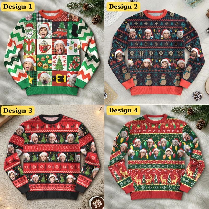 Personalized Face Christmas Sweater For Men Women, Custom Pet Ugly Sweatshirt, Funny Family Christmas Sweater, Funny Custom Face Sweatshirt