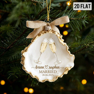 2D FLAT Personalized Engagement Acrylic Ornament, Our First Christmas Engaged Keepsake, Couple Ornament, Married Ornament, Wedding Ornament