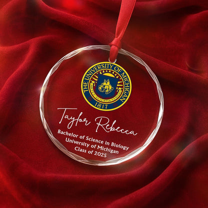 Custom College Logo Graduation Ornament - Personalized Grad Gift for Graduates To Celebrate Your Hard Work, Class of 2026