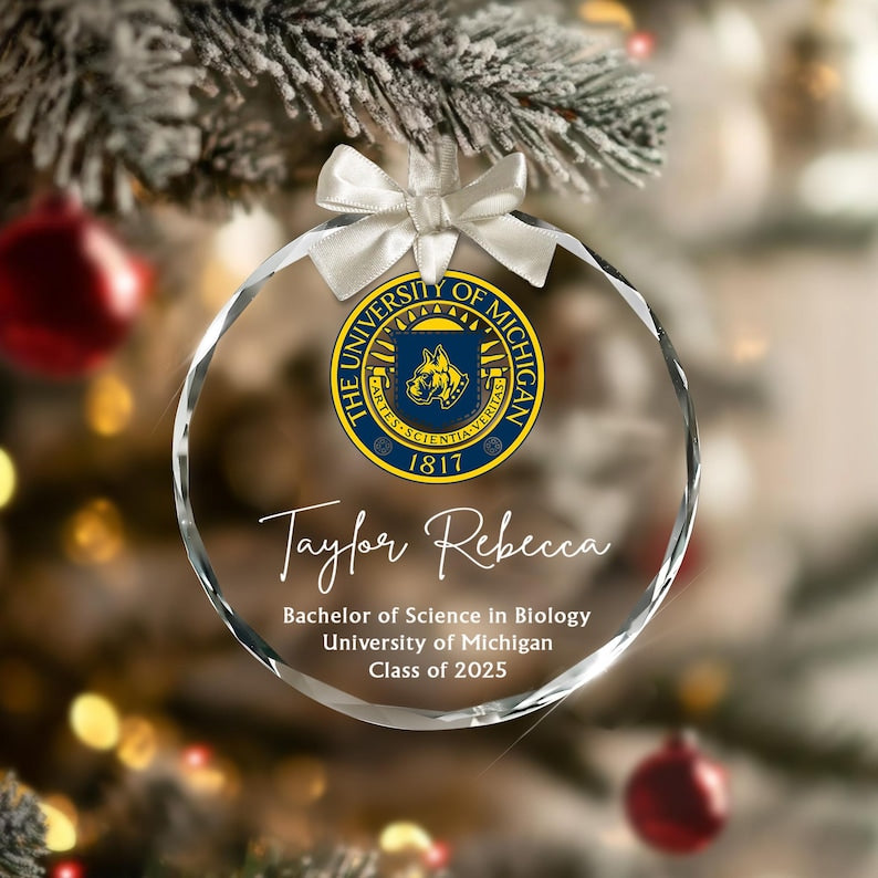 Custom College Logo Graduation Ornament - Personalized Grad Gift for Graduates To Celebrate Your Hard Work, Class of 2025