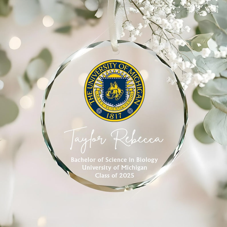 Custom College Logo Graduation Ornament - Personalized Grad Gift for Graduates To Celebrate Your Hard Work, Class of 2025