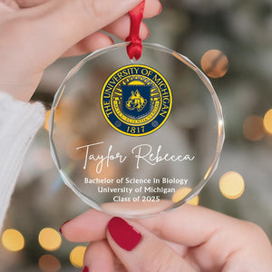 Custom College Logo Graduation Ornament - Personalized Grad Gift for Graduates To Celebrate Your Hard Work, Class of 2025