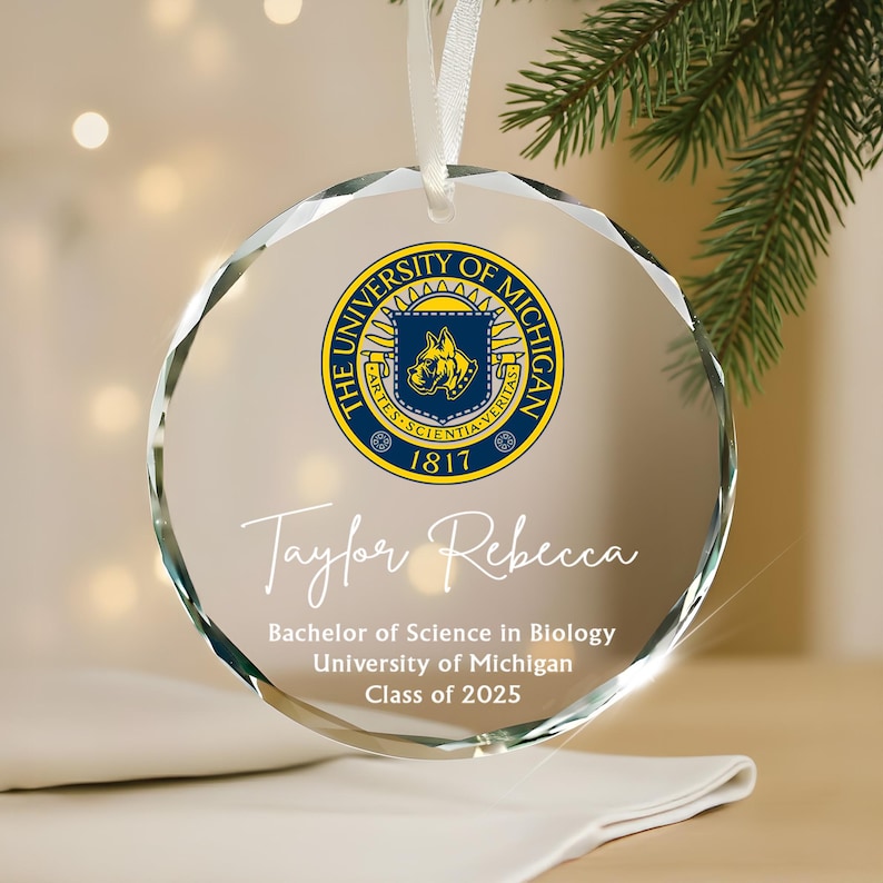 Custom College Logo Graduation Ornament - Personalized Grad Gift for Graduates To Celebrate Your Hard Work, Class of 2026