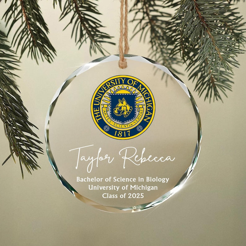 Custom College Logo Graduation Ornament - Personalized Grad Gift for Graduates To Celebrate Your Hard Work, Class of 2025