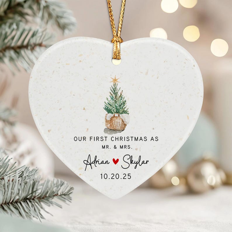 First Christmas Married Ornament 2025, Our First Christmas As Mr & Mrs Ornament, Wedding Date Ornament, Newlywed Keepsake Ornament