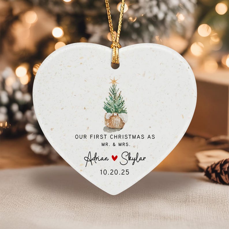First Christmas Married Ornament 2025, Our First Christmas As Mr & Mrs Ornament, Wedding Date Ornament, Newlywed Keepsake Ornament
