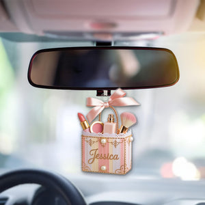 Custom Makeup Ornament with Name, Personalized Beauty Brush Christmas Tree Decoration Special Gift for Makeup Lovers, Her