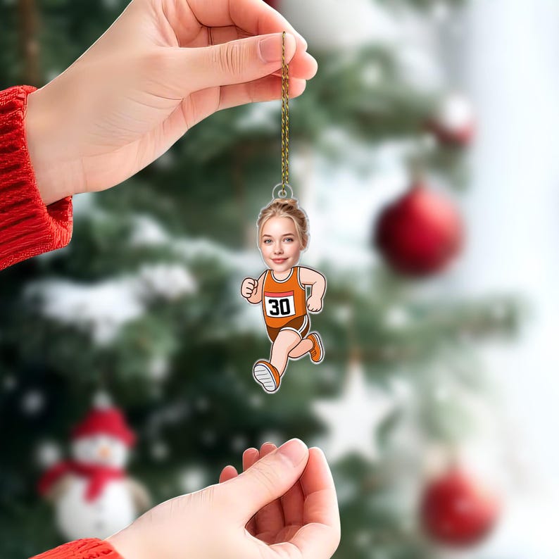 Custom Funny Runner Ornament, Marathon Christmas Decoration, Running Lover Gift, Holiday Keepsake For Track Fans, Holiday Gift For Runners