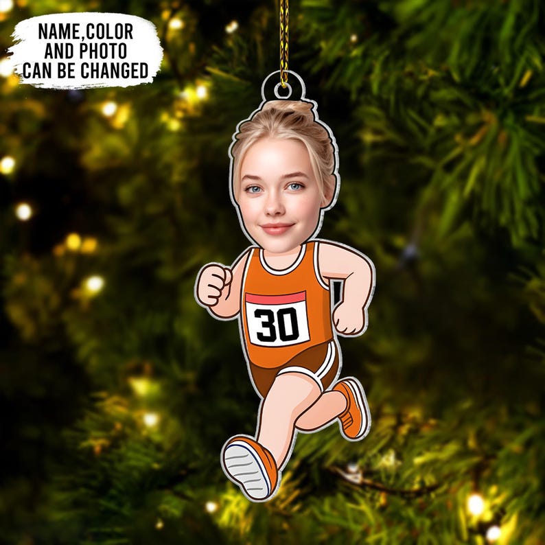 Custom Funny Runner Ornament, Marathon Christmas Decoration, Running Lover Gift, Holiday Keepsake For Track Fans, Holiday Gift For Runners