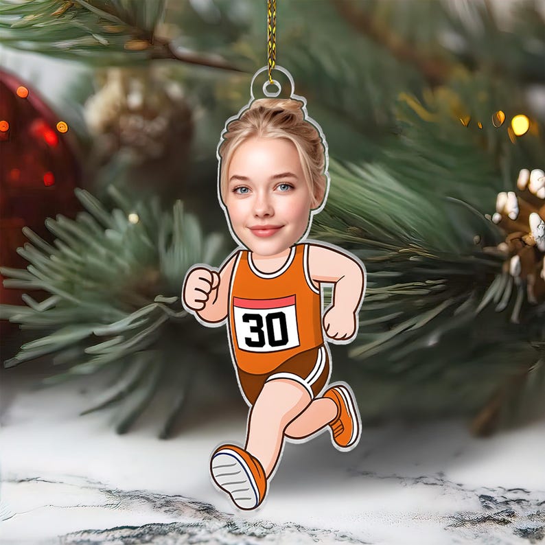 Custom Funny Runner Ornament, Marathon Christmas Decoration, Running Lover Gift, Holiday Keepsake For Track Fans, Holiday Gift For Runners