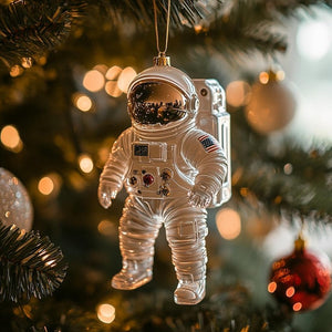 Custom Astronaut Christmas Ornament, Glass Space Suit Tree Decoration For Sci-Fi Lovers