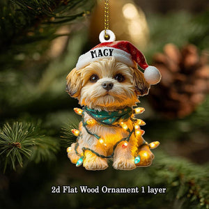Customized Name Shih Tzu Christmas Ornament, Dog First Christmas FLAT Ornament, Personalized Puppy Ornament