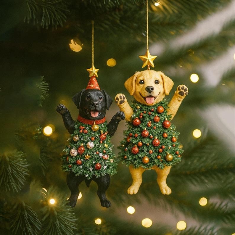 Whimsical Acrylic Animal Christmas Ornament Cute Cat Lover Tree Decoration, Funny Holiday Pet Gift, Christmas Cat Decor, Cat Dog Cute Tree