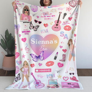 Personalized Name Blanket for kids, Singer blanket personalized, custom blanket, Girl room decor, throw blanket