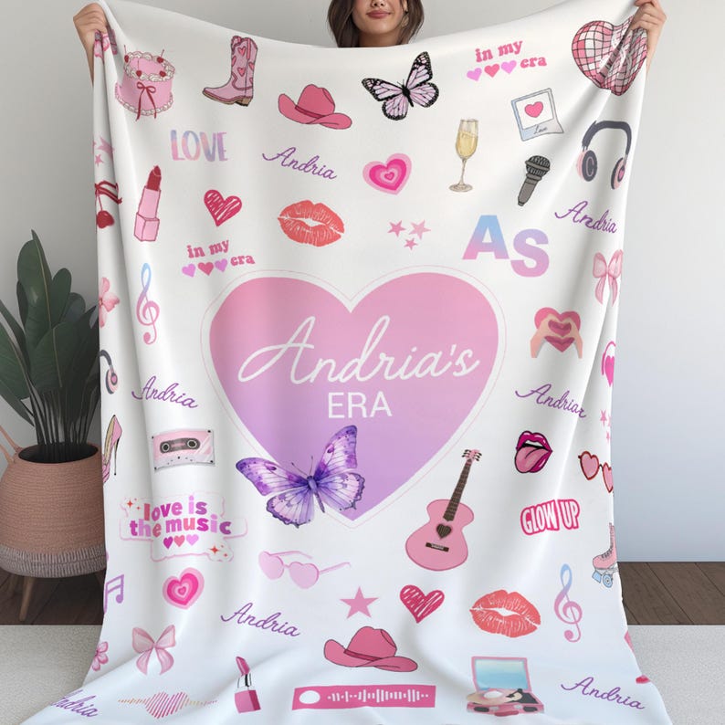 Personalized Name Blanket for kids, Singer blanket personalized, custom blanket, Girl room decor, throw blanket