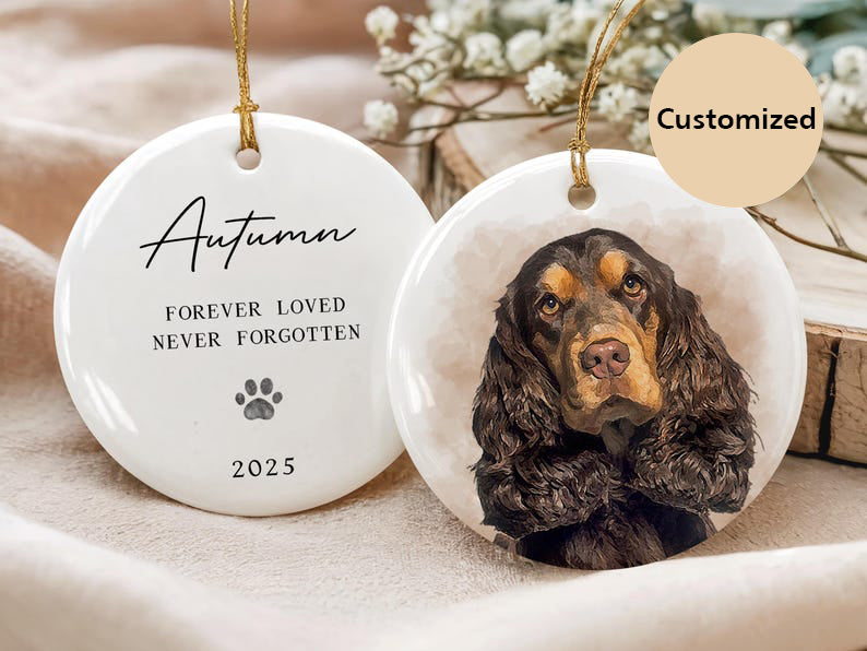 Custom Pet Memorial Ornament, Personalized Pet Portrait Keepsake, Pet Loss Gift, In Loving Memory Christmas Ornament, Pet Ornament