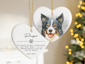 Custom Pet Memorial Ornament, Personalized Pet Portrait Keepsake, Pet Loss Gift, In Loving Memory Christmas Ornament, Pet Ornament