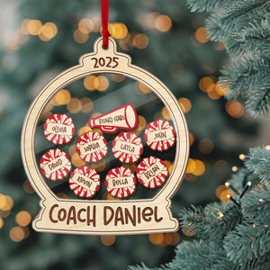 Personalized Cheer Coach 4D Shaker Ornament 2025, Custom Team Names Ornament, Cheerleader Gift for Coach, Cheerleading Christmas Ornament