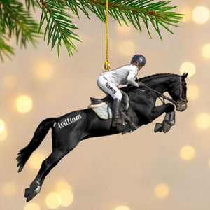Personalized Equestrian Girl 2D Flat Ornament, Custom Acrylic Christmas Ornament for Riders, Unique Horse Lover Keepsake, Gift for Women