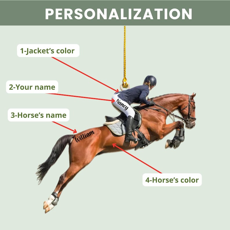 Personalized Equestrian Girl 2D Flat Ornament, Custom Acrylic Christmas Ornament for Riders, Unique Horse Lover Keepsake, Gift for Women