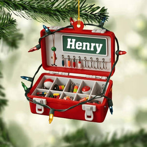 Fishing Tackle Box Ornament 2025, Personalized Fishing 2D Flat Ornaments for Christmas Tree