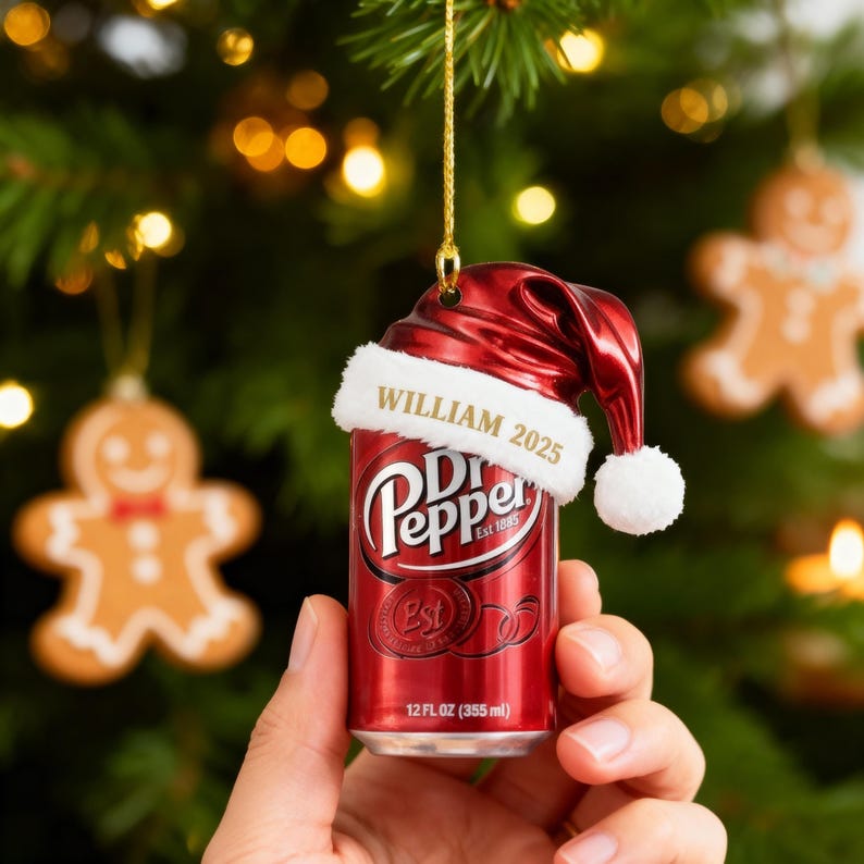 Custom Dr Pepper Ornament 2025, Personalized Soda Lover Gift, Funny Christmas Tree Decoration