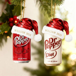 Custom Dr Pepper Ornament 2025, Personalized Soda Lover Gift, Funny Christmas Tree Decoration