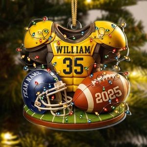 Personalized Football Ornament 2025: Custom Jersey & Helmet Keepsake