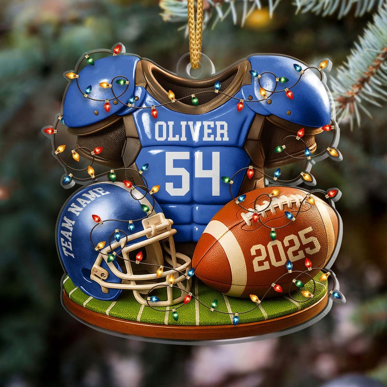 Personalized Football Ornament 2025: Custom Jersey & Helmet Keepsake