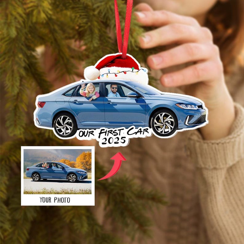 Personalized First Car Ornament, Custom Car Photo Ornament, New Driver Gift, My First Car Ornament, Graduation Gift, Car Lover Ornament