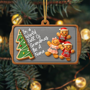 Personalized Nana Ornament 2025, Gingerbread Family Wood Keepsake