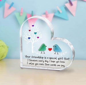 Sea Glass Birds Art Friendship Heart Plaque, Meaningful Gift for Best Friend, Christmas Gift, Besties Keepsake, Thank You Gift For Friend