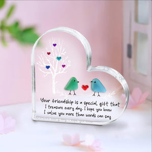 Sea Glass Birds Art Friendship Heart Plaque, Meaningful Gift for Best Friend, Christmas Gift, Besties Keepsake, Thank You Gift For Friend