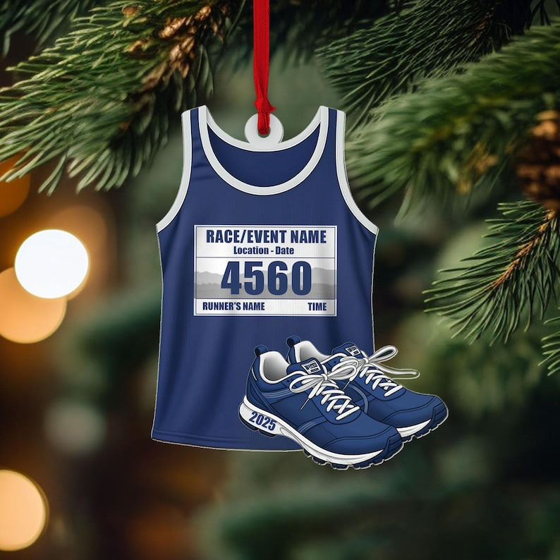 Personalized Race Bib Ornament, Runner Club Ornament Running Keepsake, Runner Christmas Gift, Marathon Runner Ornament, Marathon Lover Gift