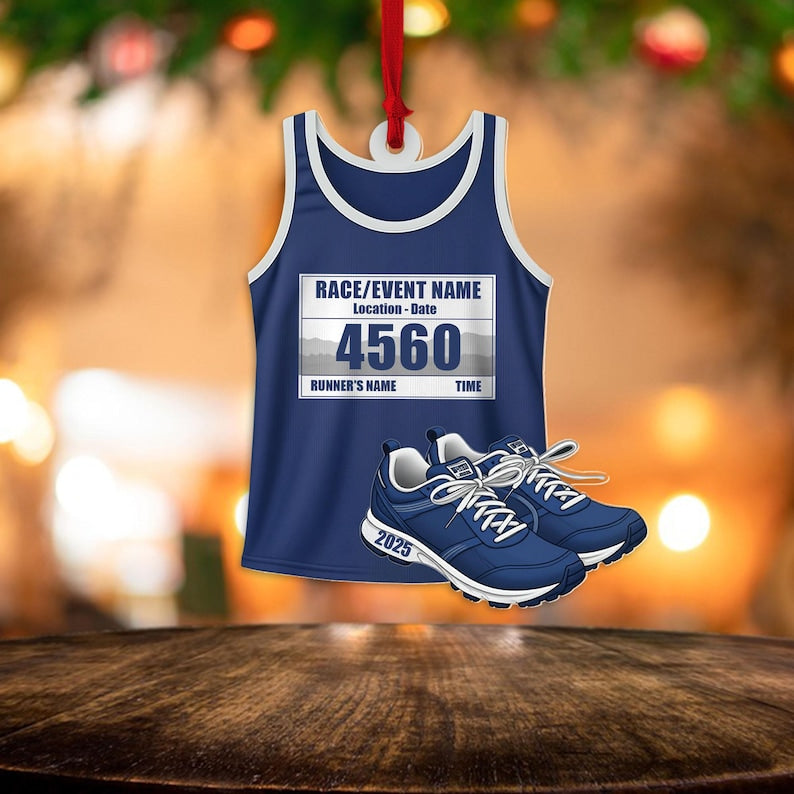 Personalized Race Bib Ornament, Runner Club Ornament Running Keepsake, Runner Christmas Gift, Marathon Runner Ornament, Marathon Lover Gift