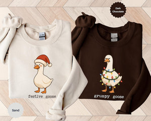 Funny Couple Sweatshirts for Christmas Funny Gift for Husband and Wife Girlfriend Boyfriend Mom Dad Funny Couple Gift, Goose Sweatshirt