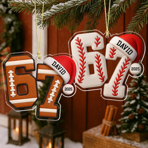 Custom Name 67 Sport Ornament, Acrylic Soccer Baseball Volleyball Basketball Ornament, Six Seven Gen Alpha Humor, Funny Slang 67 Meme Gift