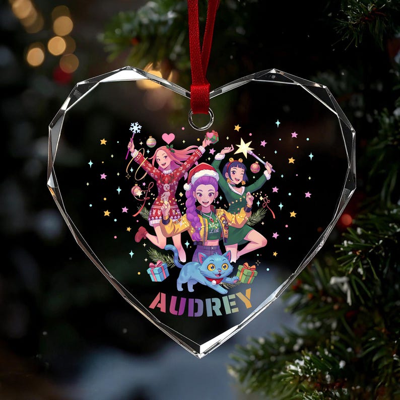 Personalized Name Huntrix Ornament,KPOP Christmas Keepsake, Huntrix Ornament,Mira Rumi Zoey Ornament, Demon Hunters Custom Ornament