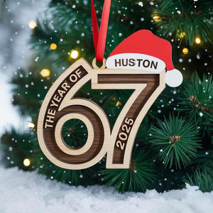 Custom Name Viral 67 Wood Ornament, Six Seven Ornament, Teen Slang Ornament, Funny Teenager Ornament, Christmas Santa 67 Ornament, Gen Z