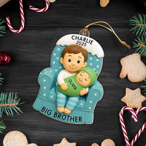 Custom Big Brother Acrylic Ornament 2025 Custom 2D Flat Christmas Ornament for Sibling Announcement, New Baby Gift for Brother
