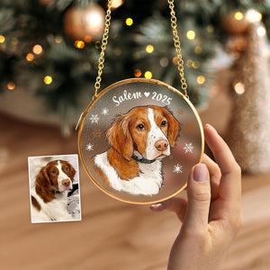 Custom Pet Portrait Glass Ornament, Dog Christmas Ornament, Pet Lover Gift, Pet Memorial Gift, Dog Lover Gift, Pet Christmas Decor