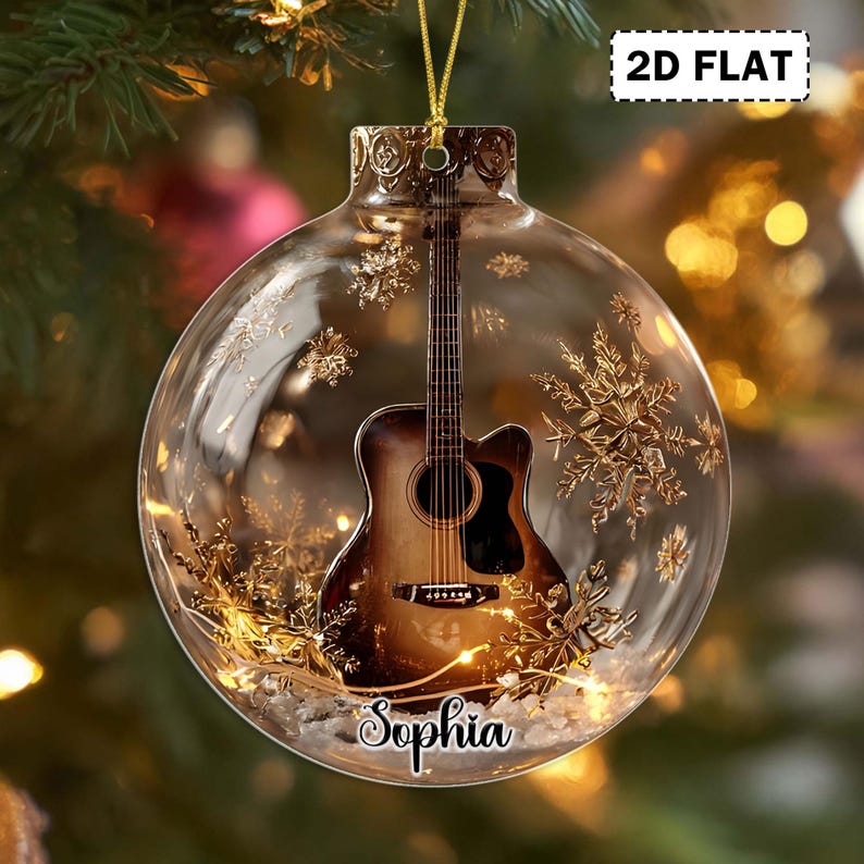 2D Flat Multi Music Instruments Acrylic Ornament Set Piano, Violin, Drum & Guitar Glass Ball Ornaments, Personalized Music Lover Gift