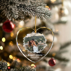 Personalized Couple Glass Ornament, Engagement Gift, Wedding Keepsake For Newlyweds, Romantic Whimsical Decoration, Anniversary Gift