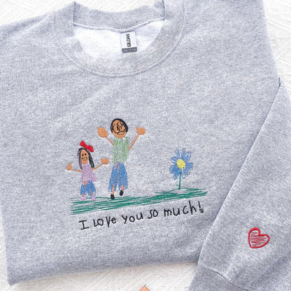 Custom Kids Photo Drawing Sweatshirt - Photo Embroidered Sweatshirt - Kids Art Sweatshirt - Drawing on Sweatshirt, Unique Gift for Mom, Dad il_794xN.7370364053_pg8m.jpg