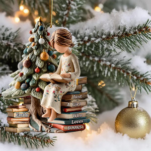 Just a Girl Who Loves Books Ornament, Personalized Reading Girl Ornament, Book Lover Christmas Gift 2025, 2D FLAT Acrylic Ornament