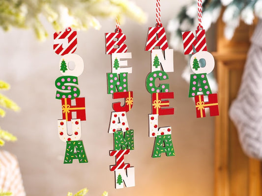 Personalized Christmas Name Letter Ornament, Christmas Tree Decor,Stocking Tag,Christmas Kids Ornament 2025,Christmas Family Letter Ornament